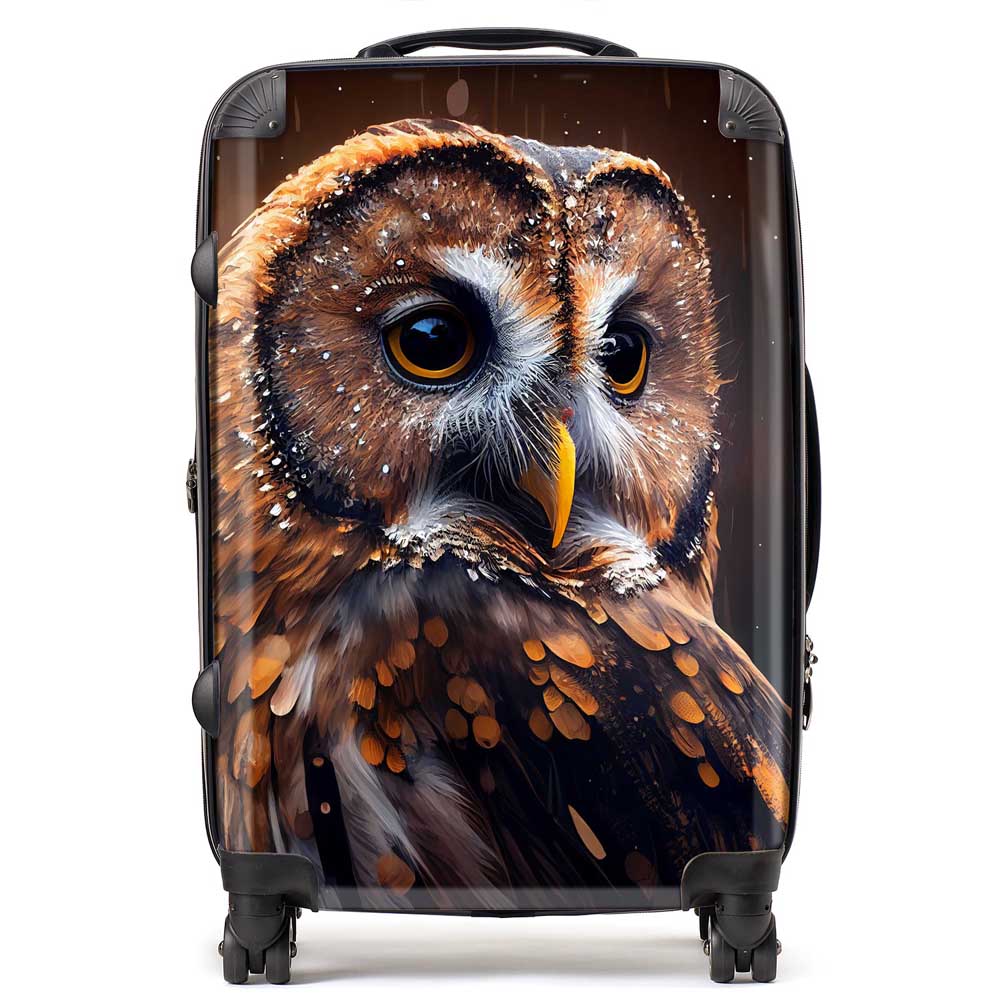 Tawny Owl Face Splashart Dark Background Suitcase