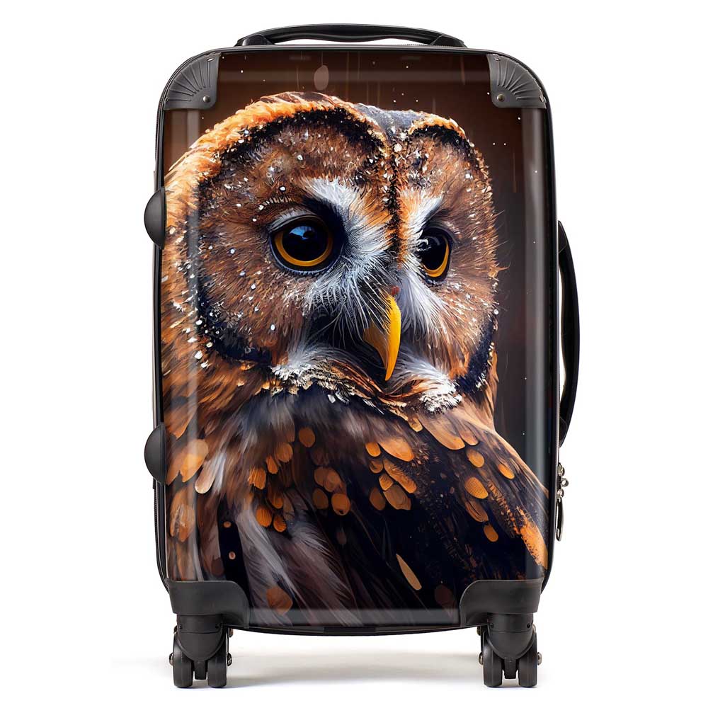 Tawny Owl Face Splashart Dark Background Suitcase