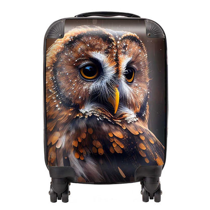 Tawny Owl Face Splashart Dark Background Suitcase