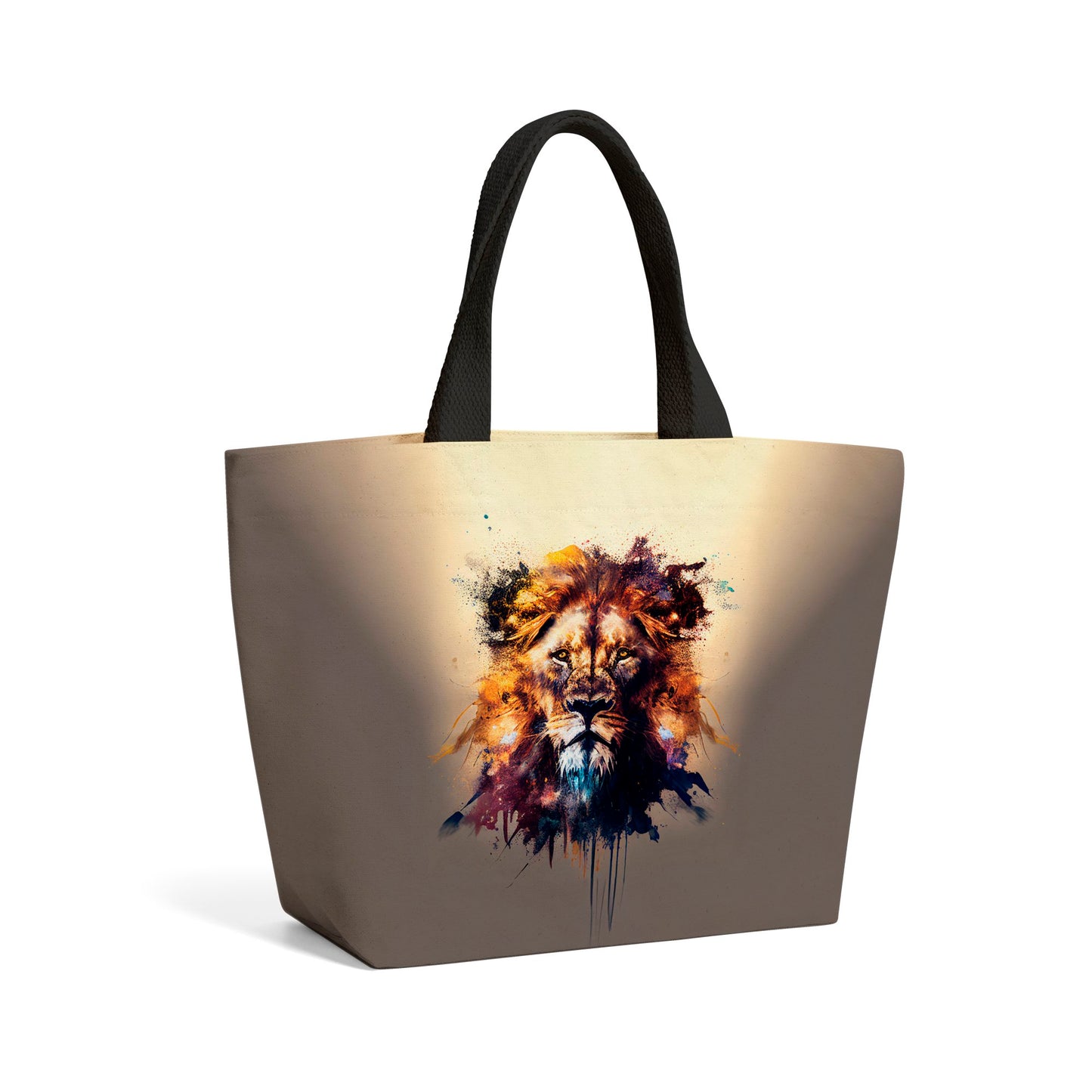 Majestic Lion Face Splashart Beach Shopper Tote Bag