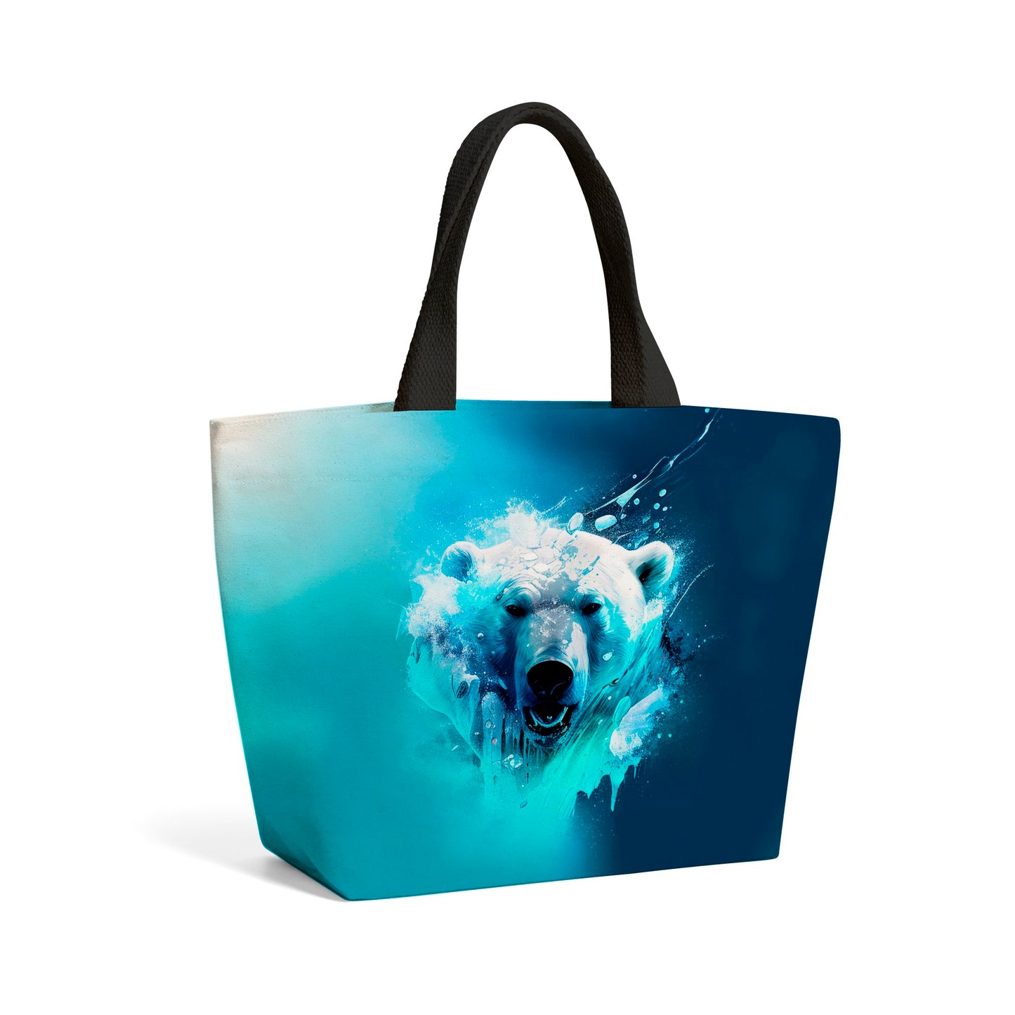 Polar Bear Face Splashart Beach Shopper Tote Bag