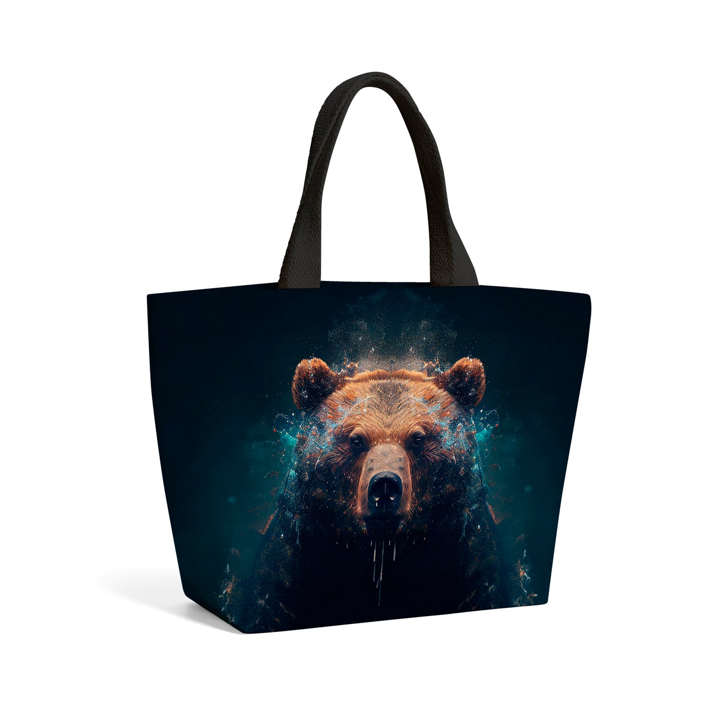 Brown Bear Face Splashart Beach Shopper Tote Bag