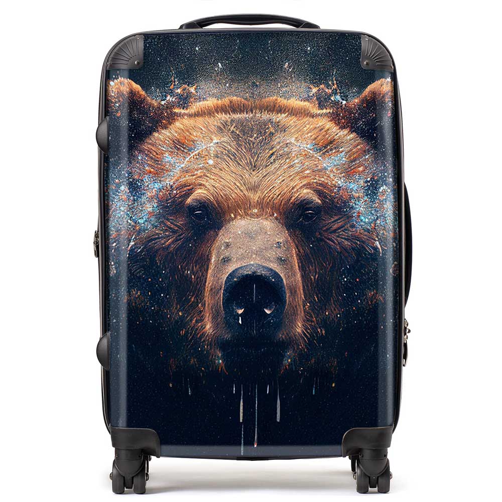 Brown Bear Face Splashart Suitcase