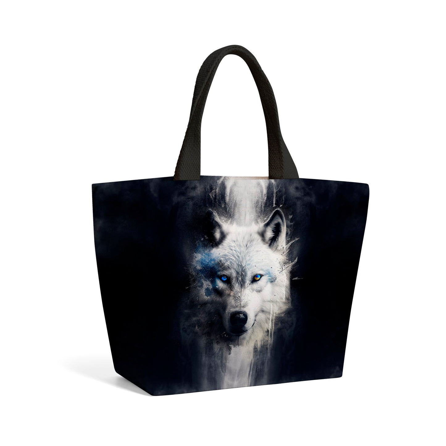 White Wolf Splashart Dark Backgrouns Beach Shopper Tote Bag