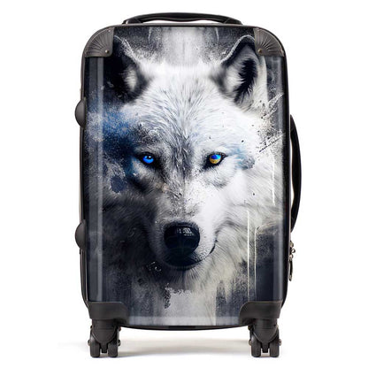 White Wolf Face Splashart Dark Background Suitcase