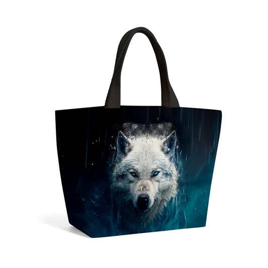 White Wolf Face Splashart Beach Shopper Tote Bag