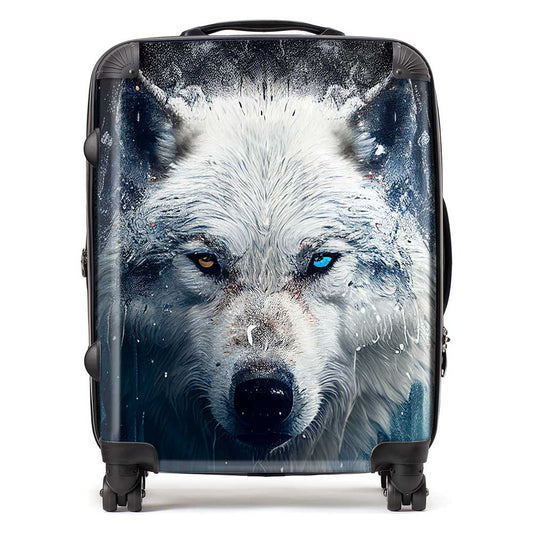 White Wolf Face Splashart Suitcase