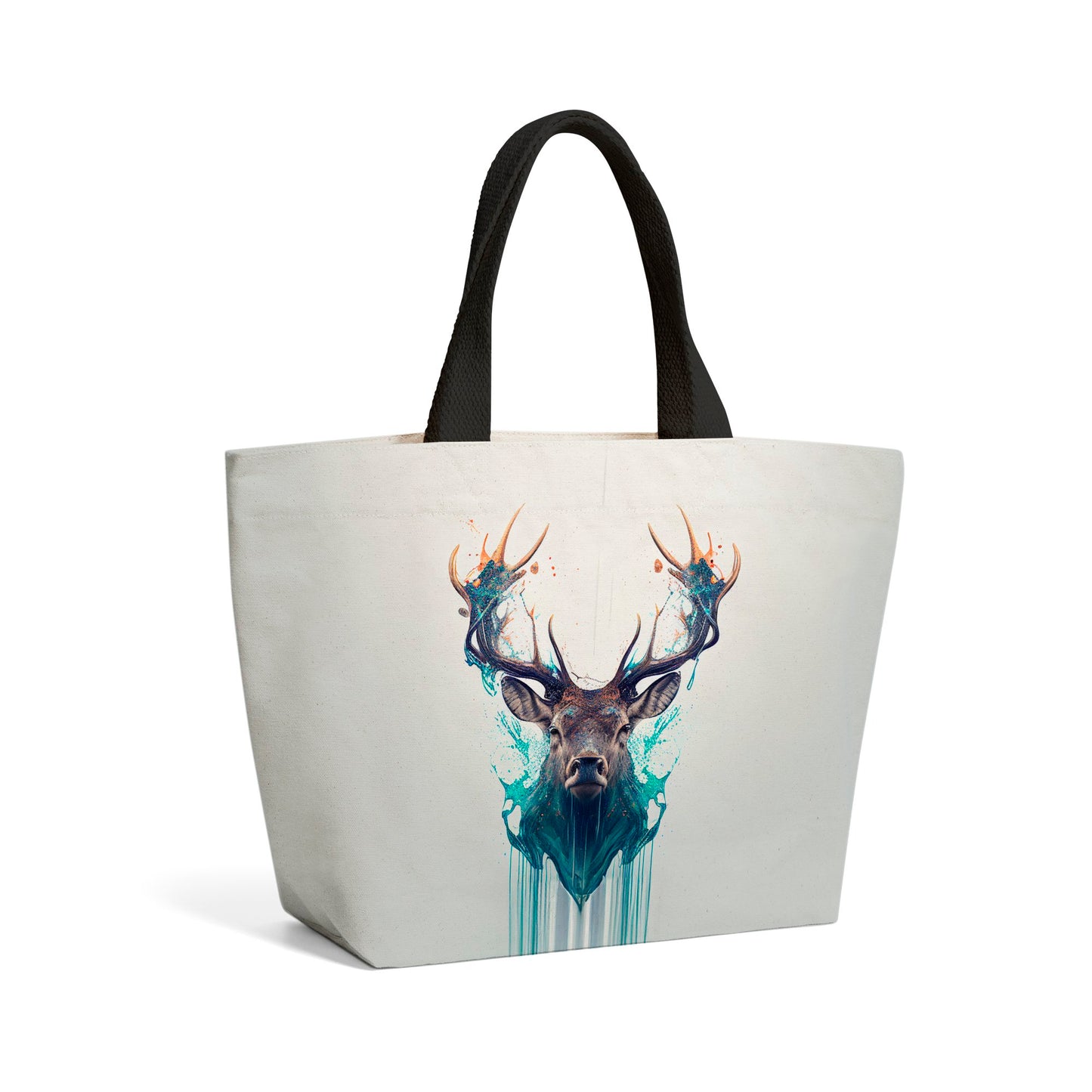 Stag Face Splashart Beach Shopper Tote Bag