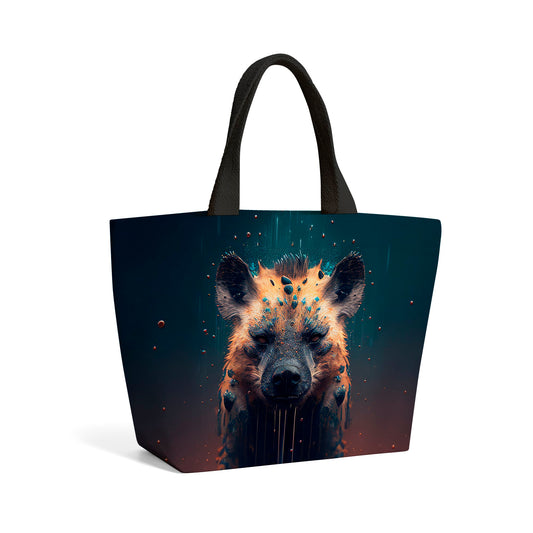 Hyena Face Splashart Dark Background Beach Shopper Tote Bag