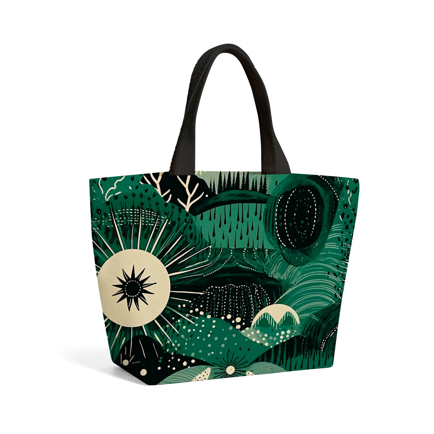 Abstract Green Moon Beach Shopper Tote Bag