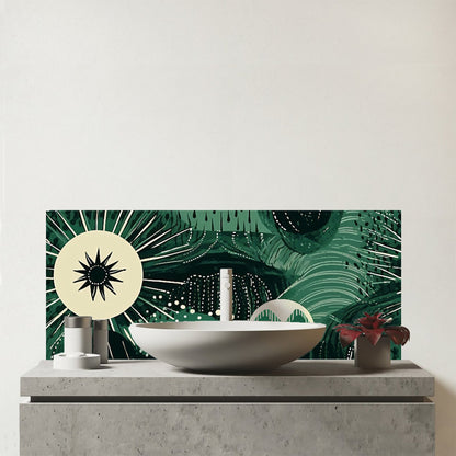 Abstract Green Moon Glass Bathroom Splashback