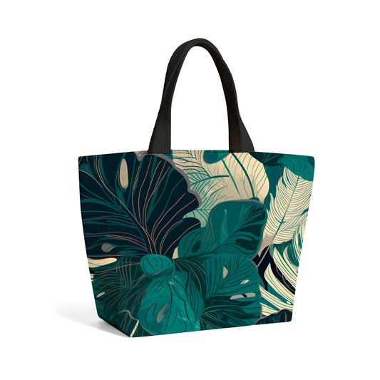 Tropical Green Leaves Beach Shopper Tote Bag