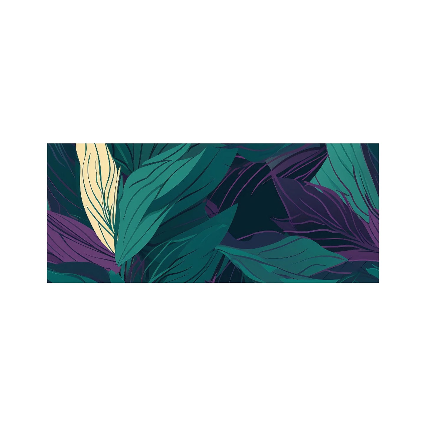 Green Purple Tropical Leaves Glass Bathroom Splashback