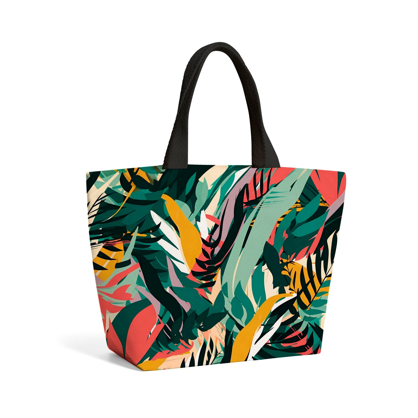 Coloured Tropical Leaves Beach Shopper Tote Bag