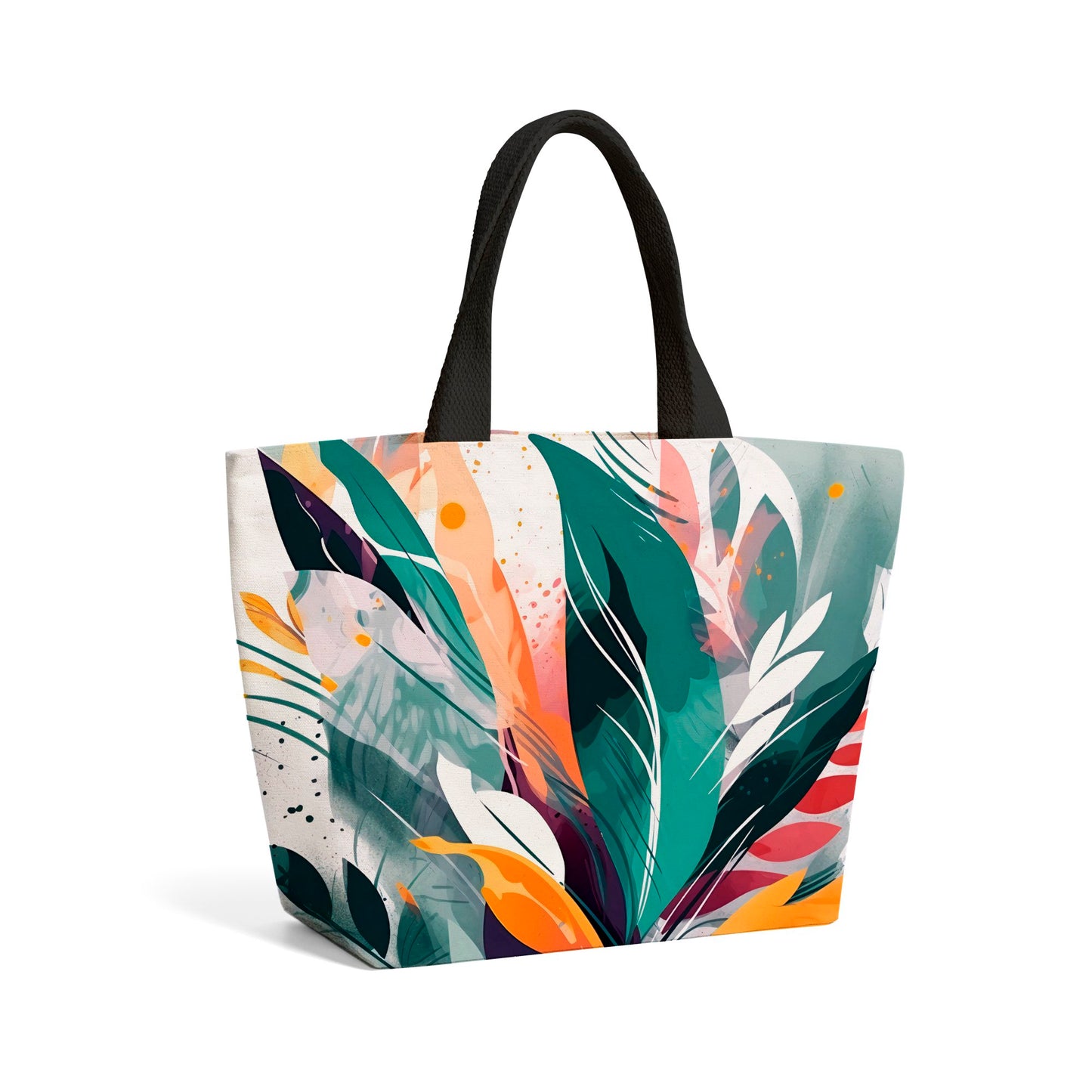 Coloured Abstrace Feather Leaves Beach Shopper Tote Bag