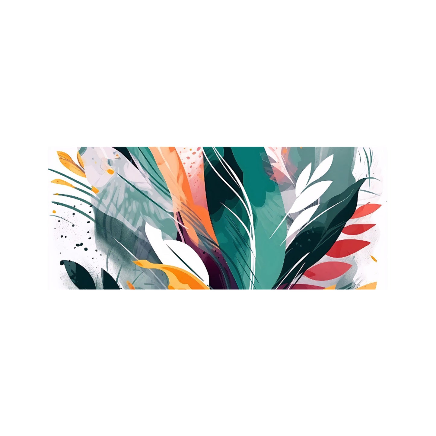 Coloured Abstrace Feather Leaves Glass Bathroom Splashback