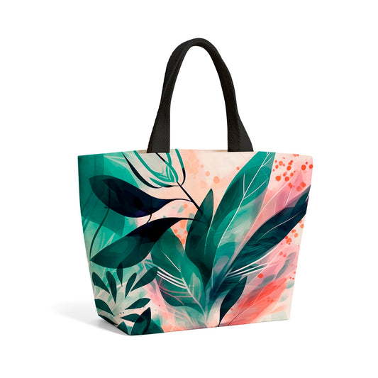 Green Feather leaves Tropical Beach Shopper Tote Bag