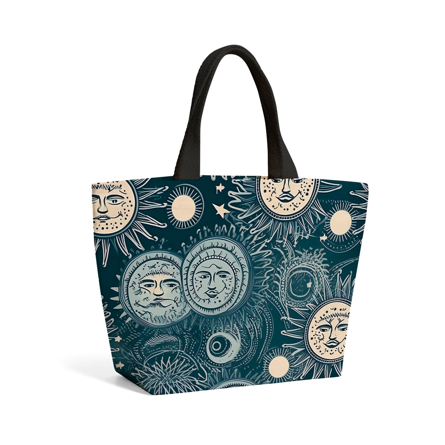 Silver Blue Moon and Stars Beach Shopper Tote Bag