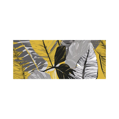 Grey Yellow Floral Leaves Glass Bathroom Splashback