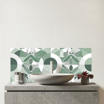 Geometric Pastel Green Glass Bathroom Splashback