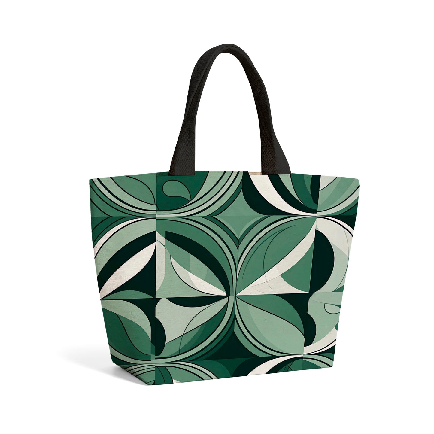 Geometric Green Black Beach Shopper Tote Bag