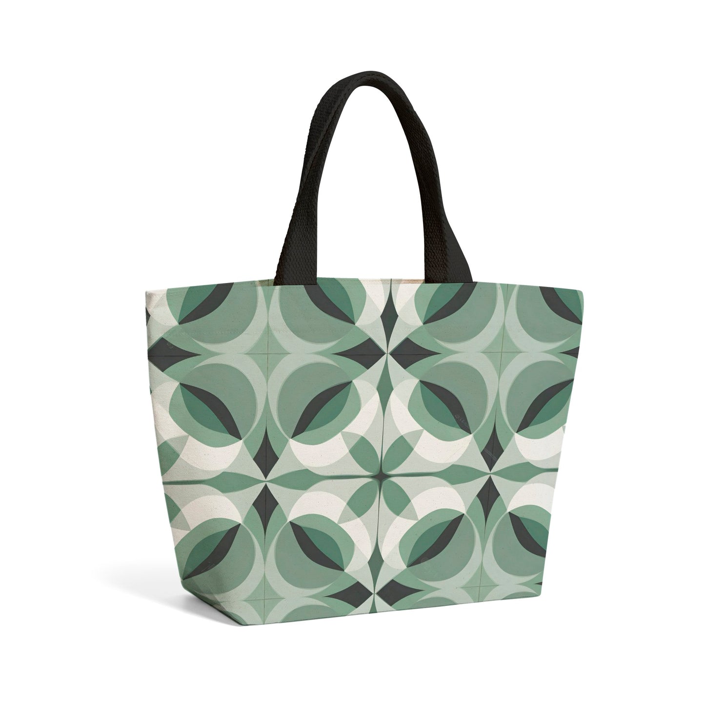 Geometric Green Grey Beach Shopper Tote Bag