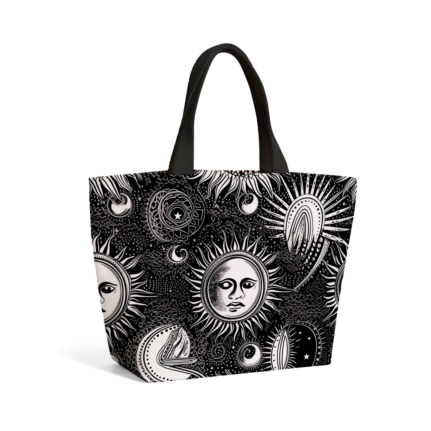 Moon and Sun Black White Beach Shopper Tote Bag