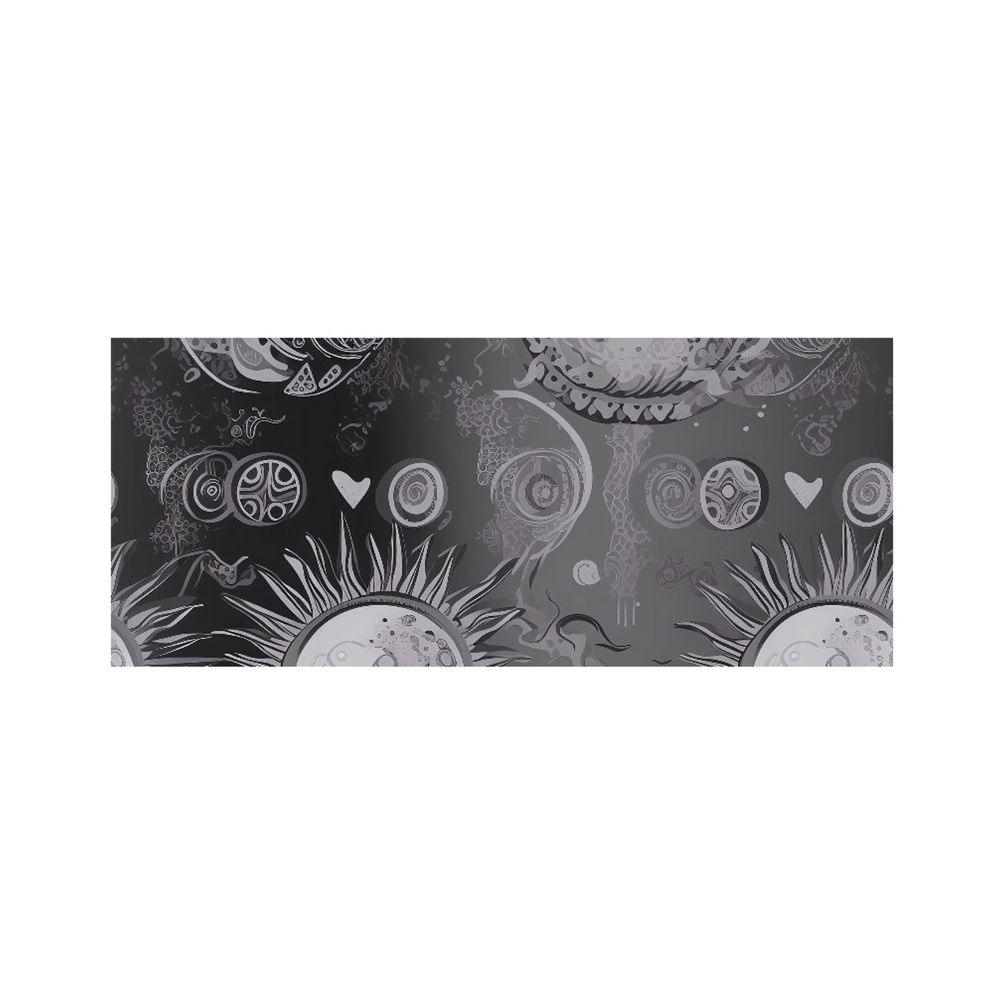 Black Grey Abstract Sun and Moon Glass Bathroom Splashback