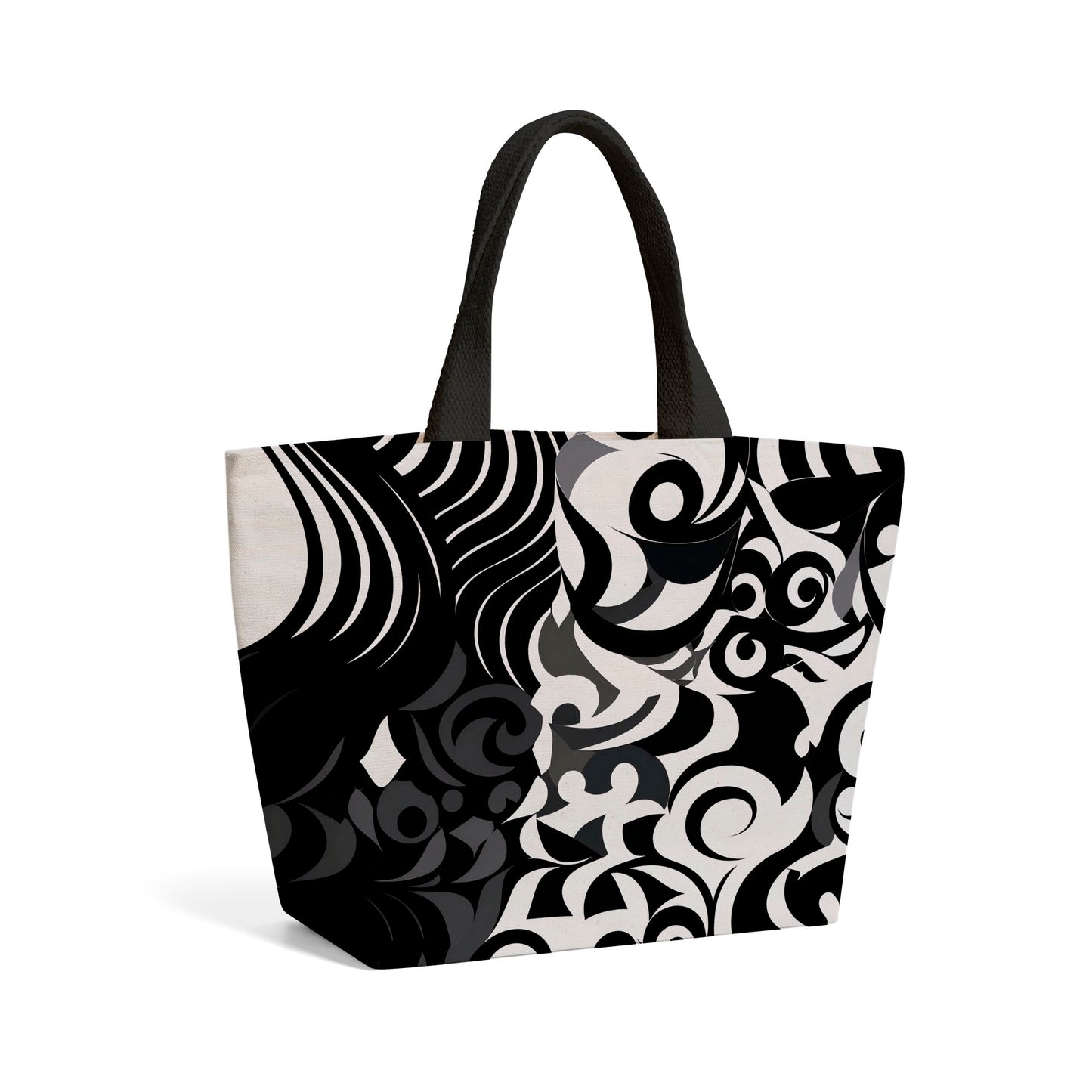 Black Grey Abstract Beach Shopper Tote Bag