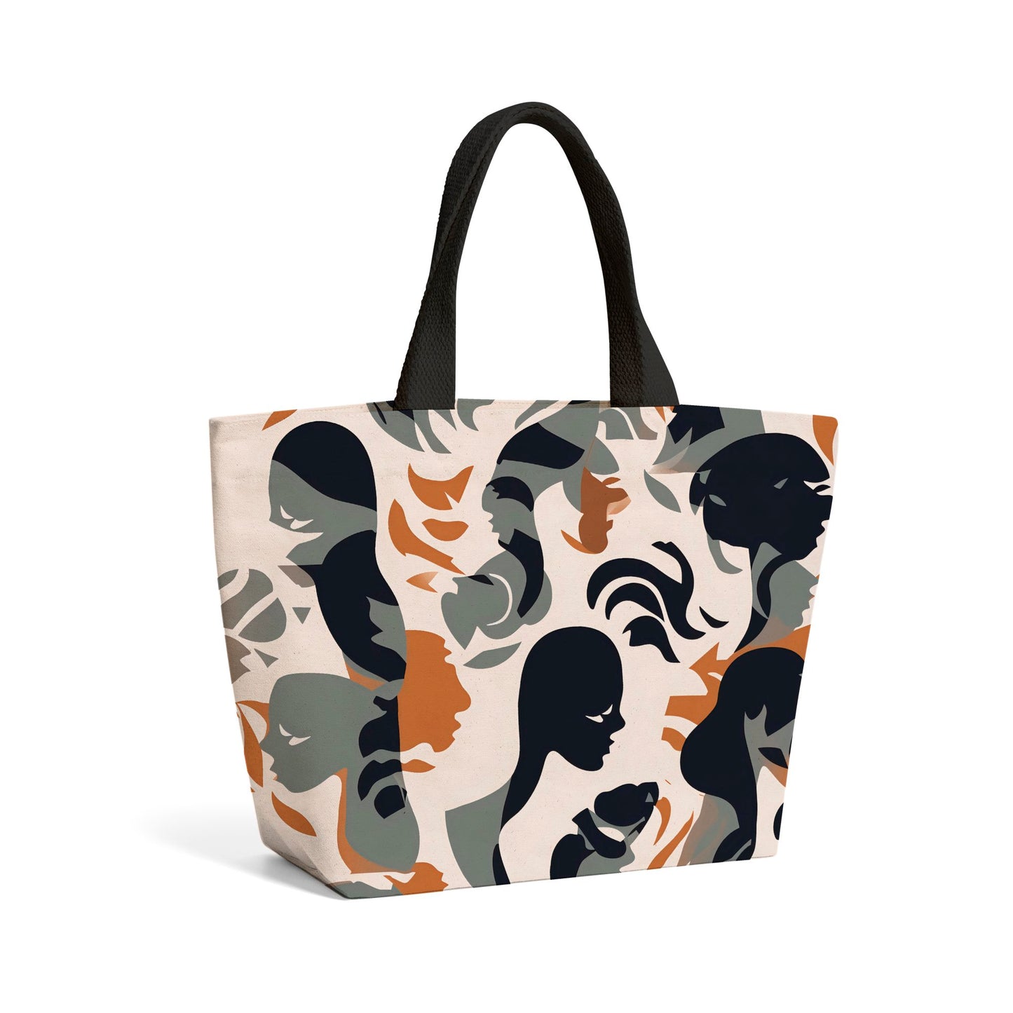 Abstract Grey Brown Silhouette Beach Shopper Tote Bag