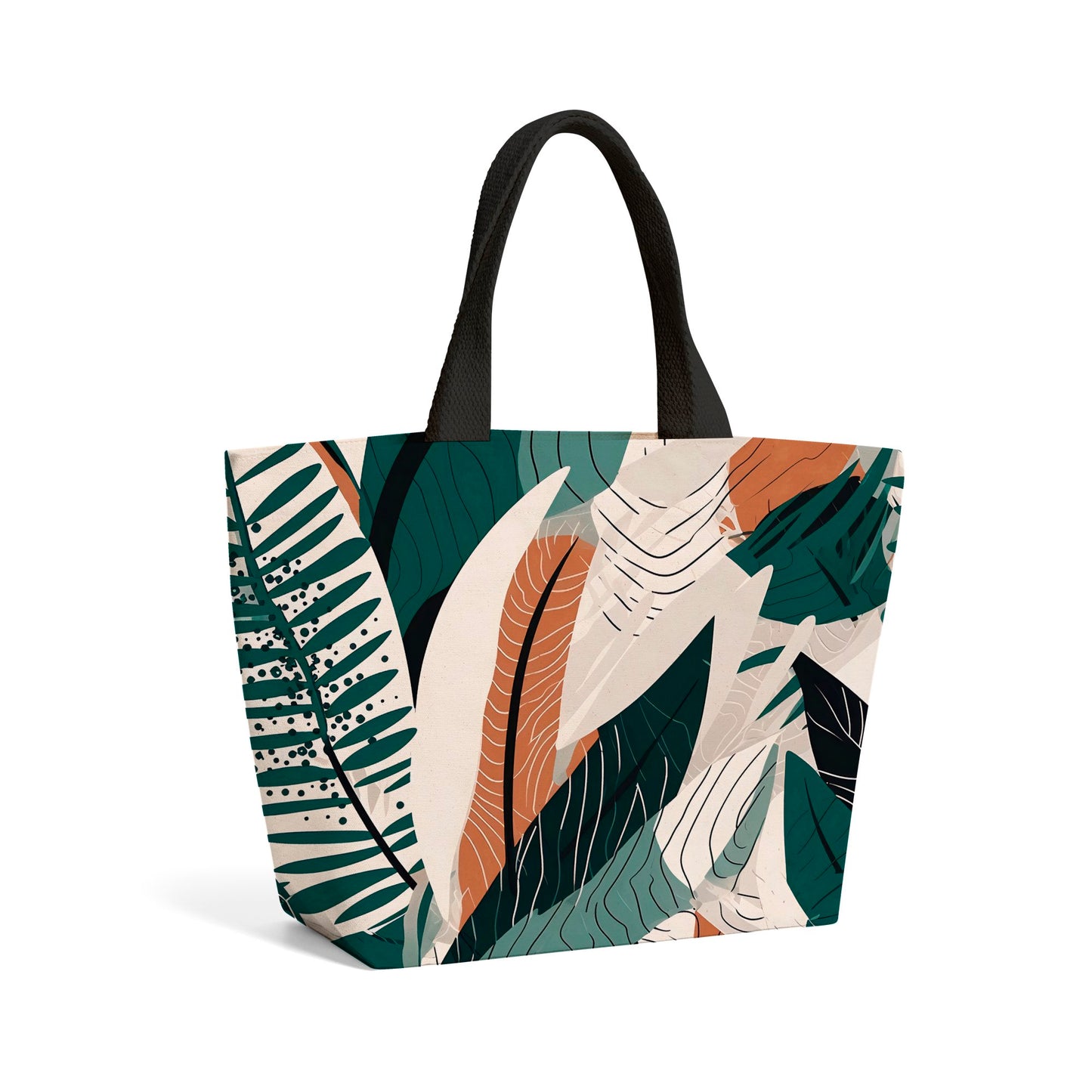 Autumn Tropical Leaves Green Brown Beach Shopper Tote Bag