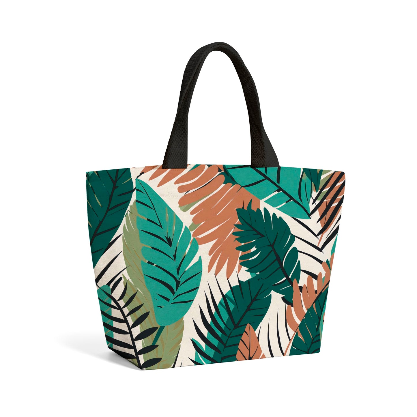 Tropical Floral Leaves Green Brown Beach Shopper Tote Bag