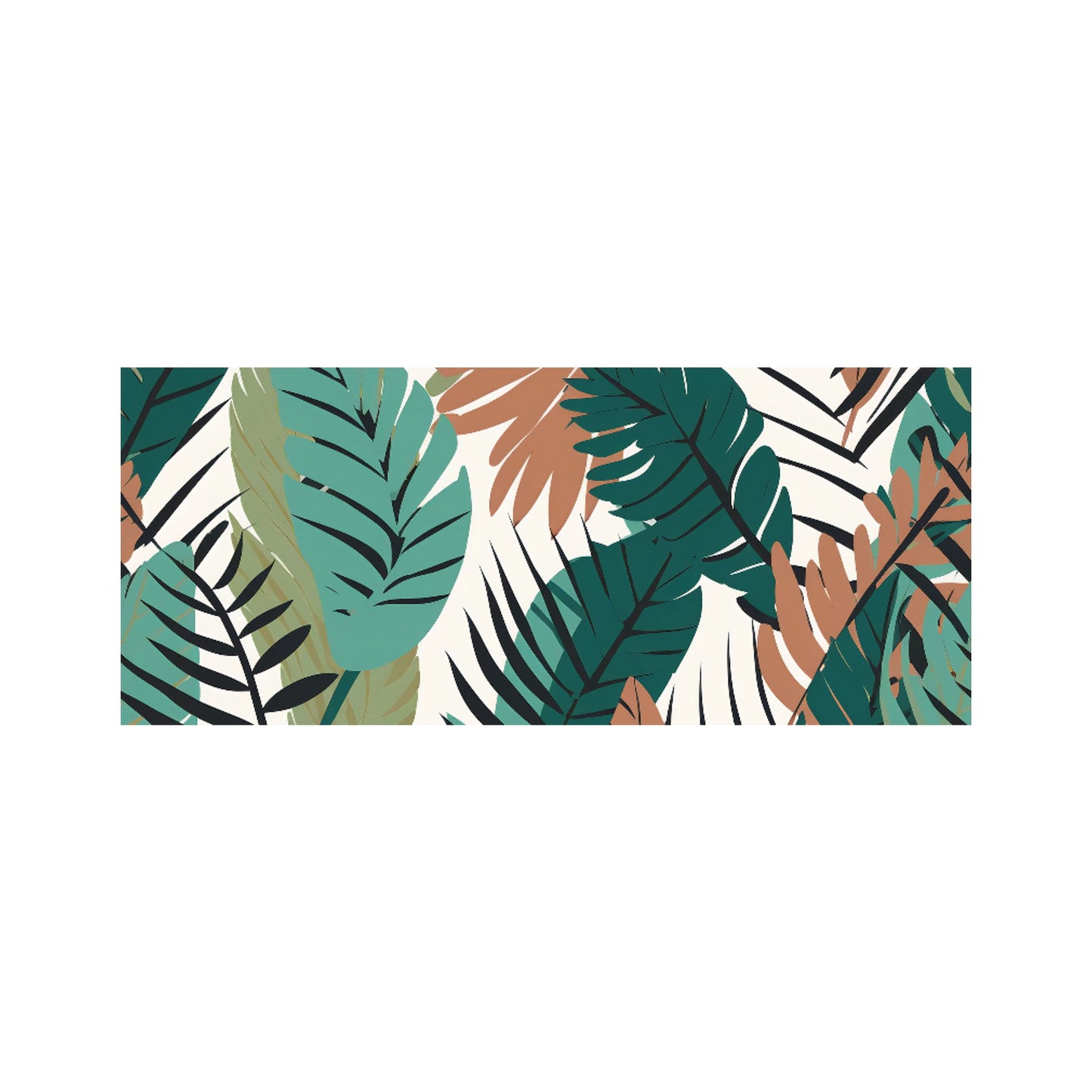 Tropical Floral Leaves Green Brown Glass Bathroom Splashback