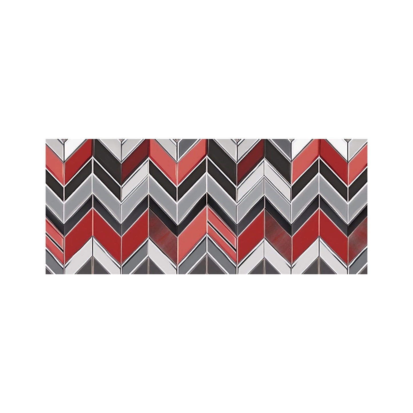 Red Grey Geometric Pattern Glass Bathroom Splashback