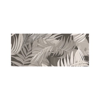 Grey Brown Tropical Leaves Glass Bathroom Splashback