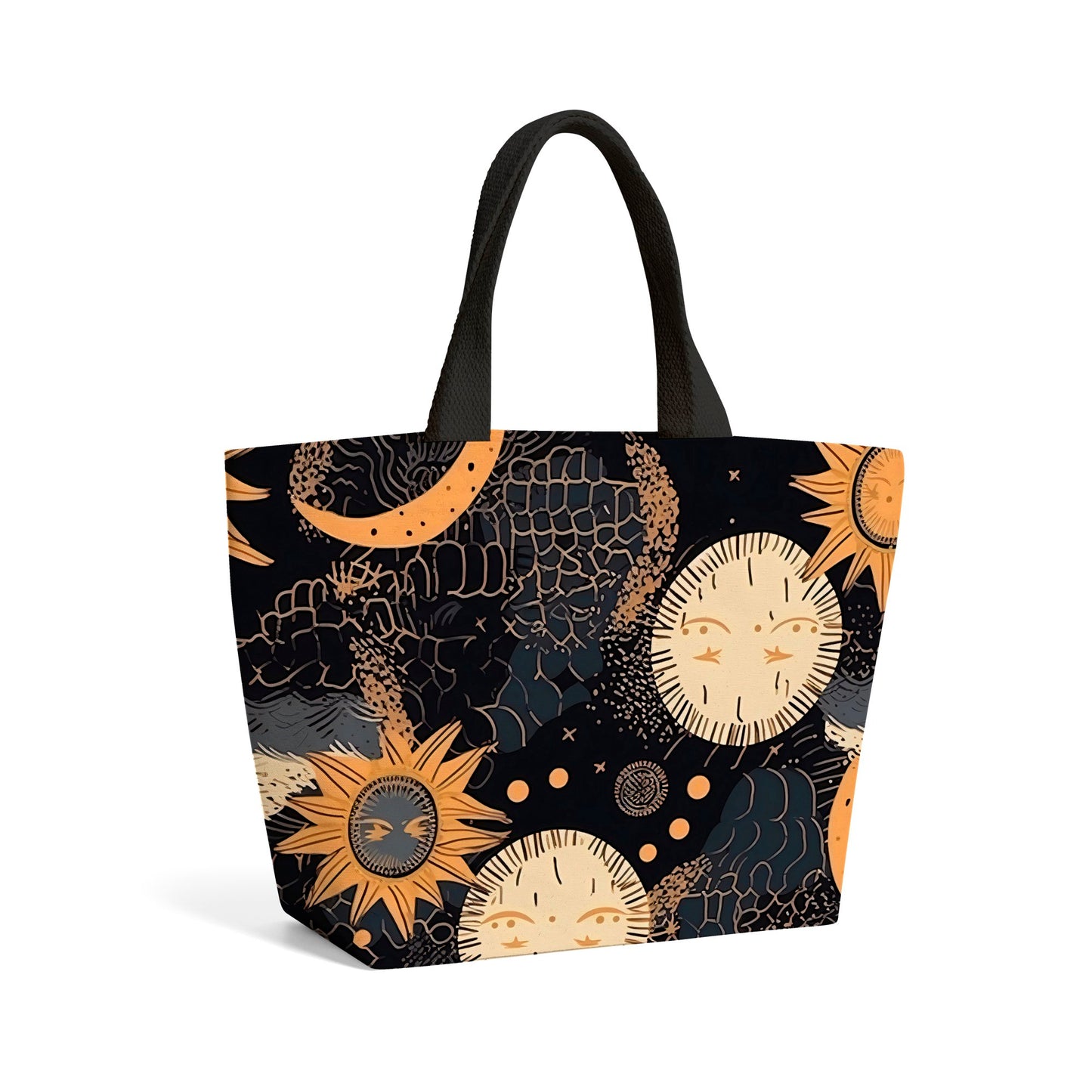 Gold Sun and Moon Beach Shopper Tote Bag