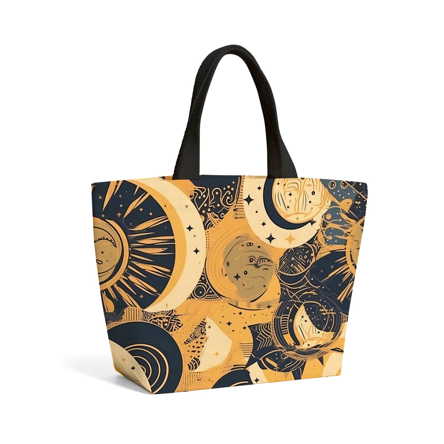 Blue Gold Moon and Sun Beach Shopper Tote Bag