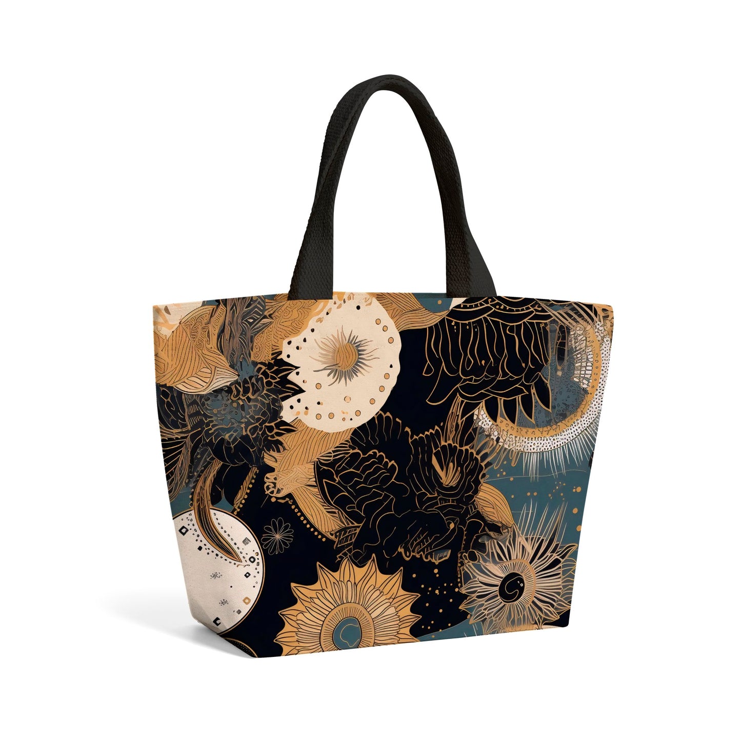 Abstract Blue Gold Moon Sun Beach Shopper Tote Bag