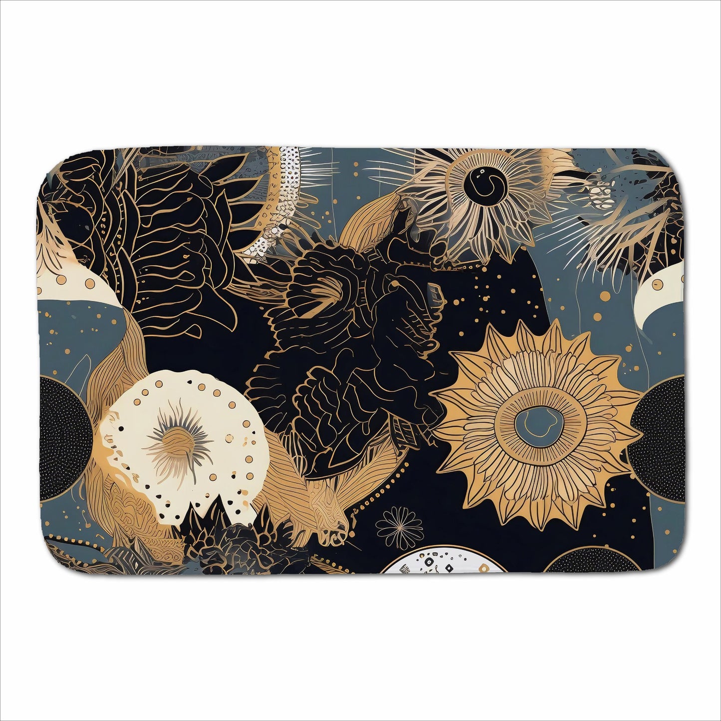 Abstract Blue Gold Moon Sun Sherpa Blanket