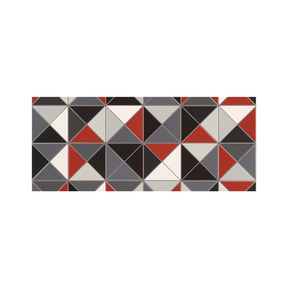 Grey Red Triangle Geometric Glass Bathroom Splashback