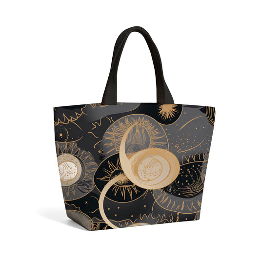 Abstract Silver Gold Sun and Moon Beach Shopper Tote Bag