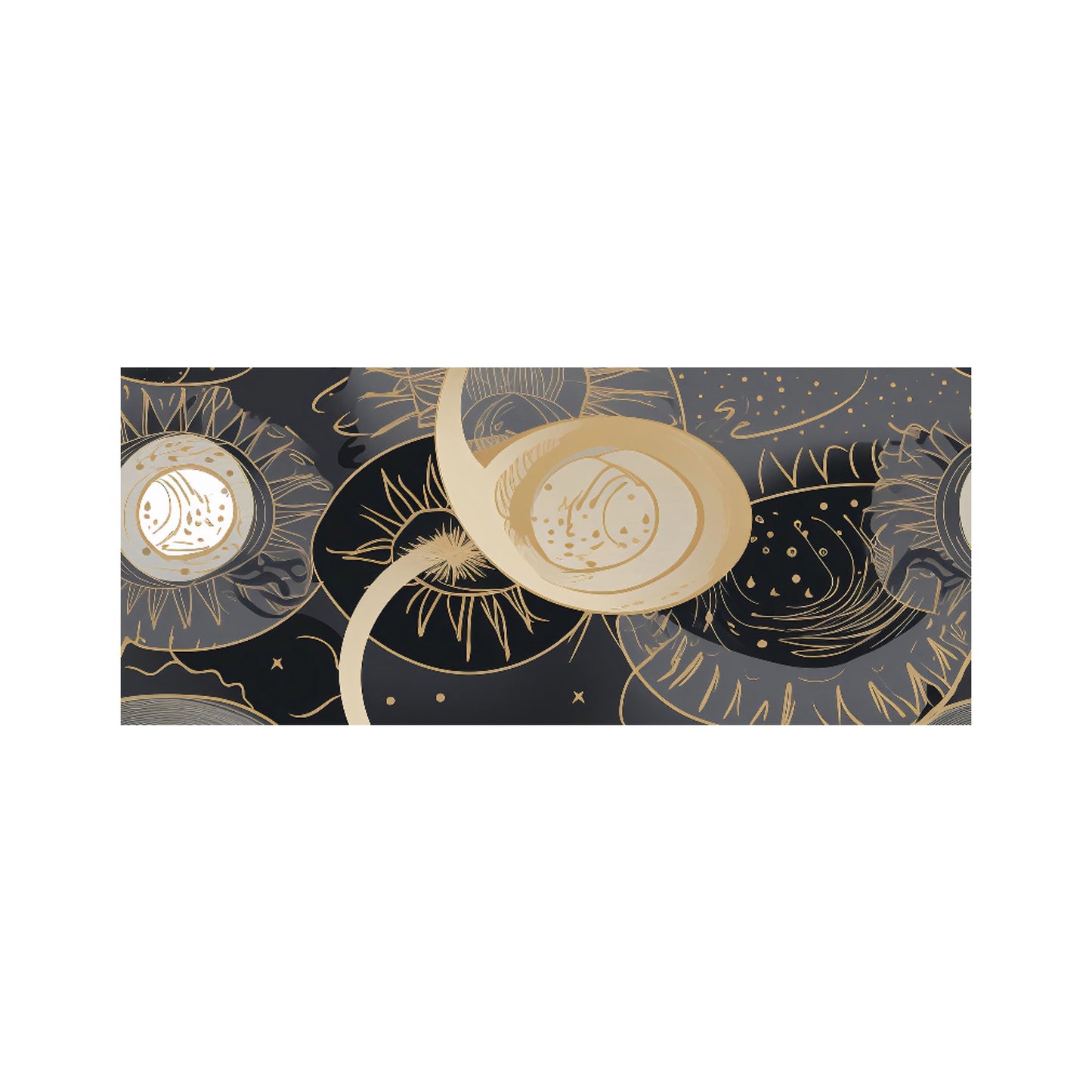 Abstract Silver Gold Sun and Moon Glass Bathroom Splashback