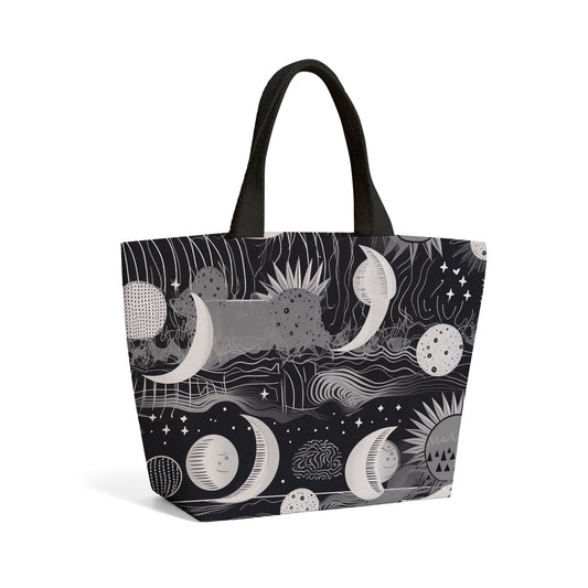 Abstract Black White Moon and Sun Beach Shopper Tote Bag