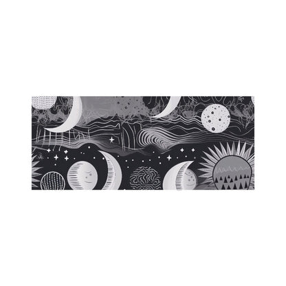 Abstract Black White Moon and Sun Glass Bathroom Splashback