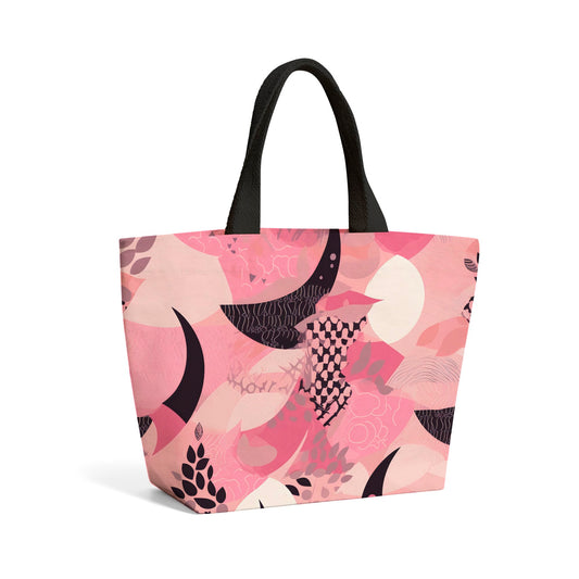 Abstract Pink Moon Pattern Beach Shopper Tote Bag