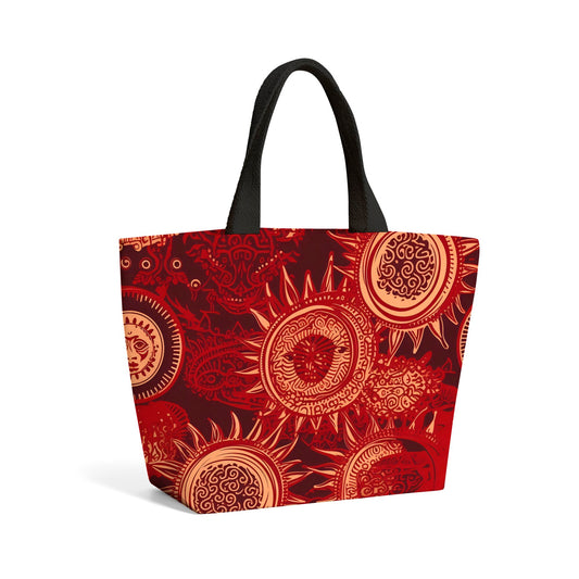 Abstract Red Moon and Sun Beach Shopper Tote Bag