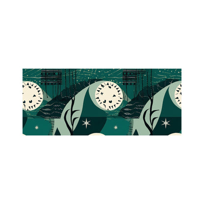 Abstact Green Cream Moon and Stars Glass Bathroom Splashback