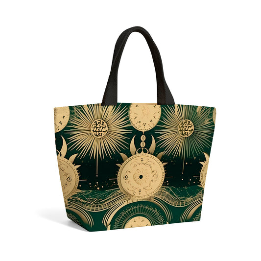 Green Moon and Sun Abstract Pattern Beach Shopper Tote Bag