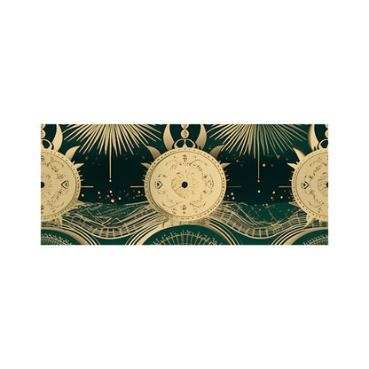 Green Moon and Sun Abstract Pattern Glass Bathroom Splashback