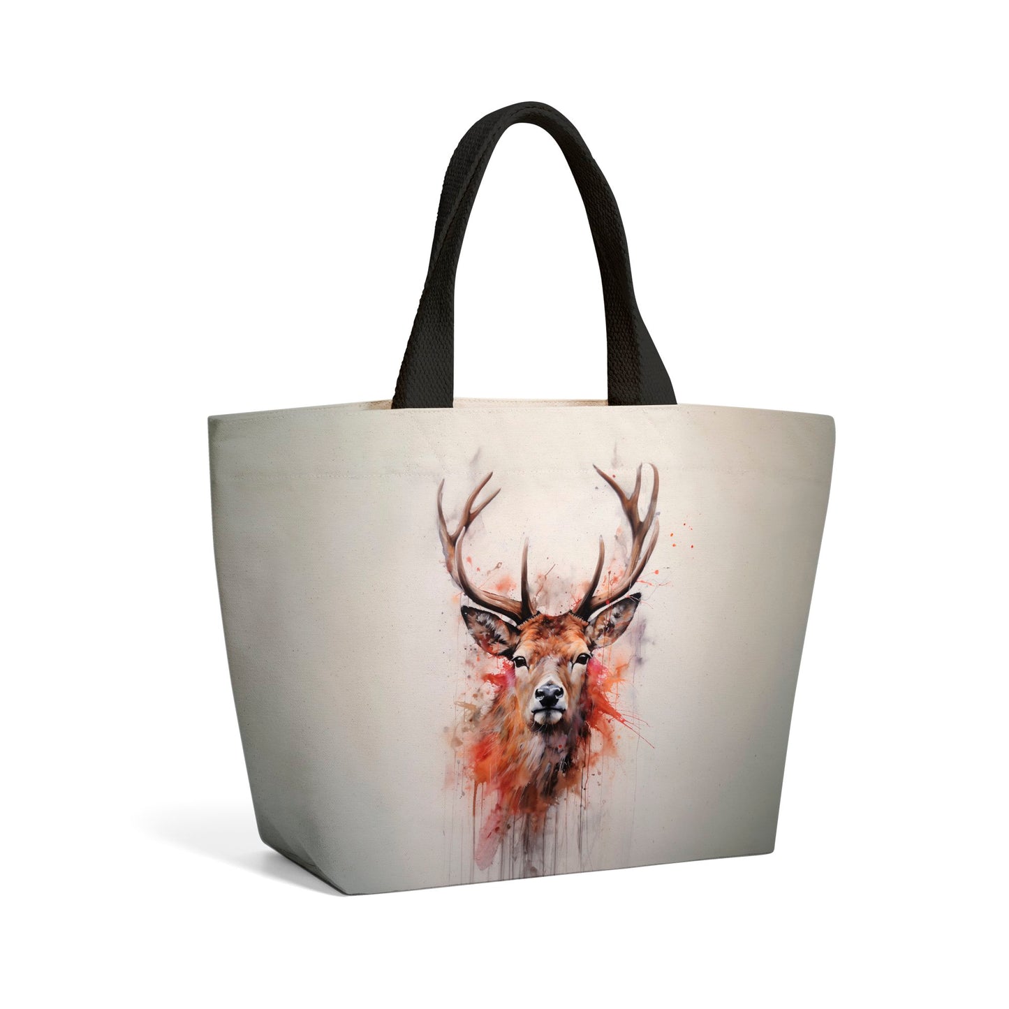 Watercolour Splashart Stag Face Beach Shopper Tote Bag